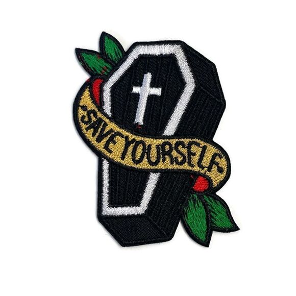 Save Yourself Coffin Embroidered Patch - Picture 1 of 4